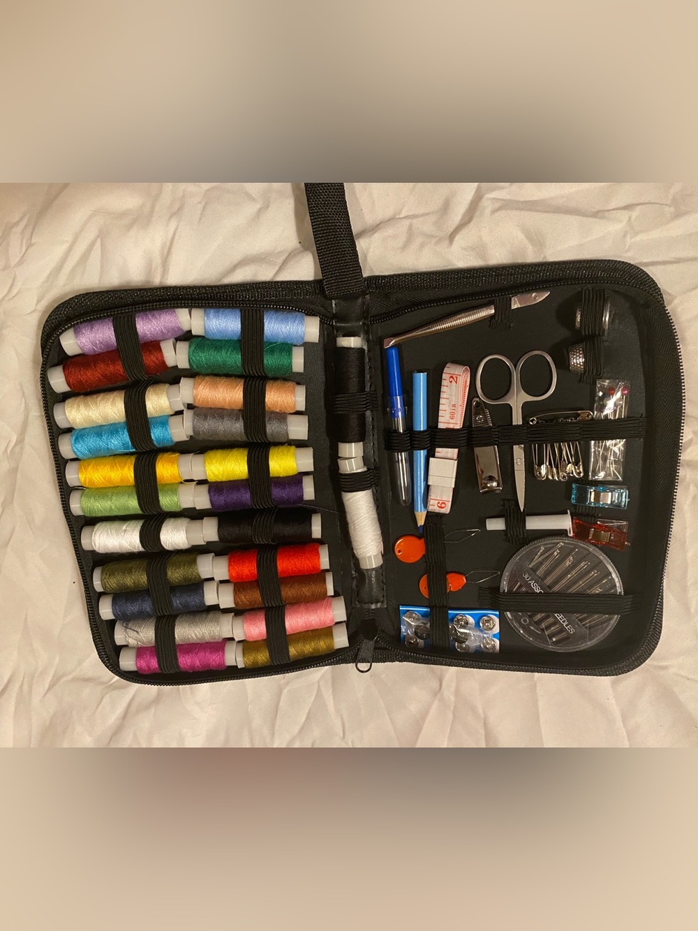 Portable Sewing Kit with Multicolor Thread Set